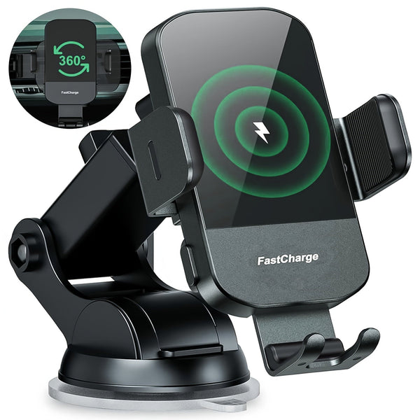 Ultra-Fast 15W RapidWireless Car Charger - Smart Auto Clamping Phone Mount